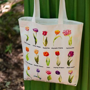 Tulip Names Tote Tulip Varietals Grocery Tote with Tulips Book Tote Bag Art Tote Tulip Name Gift for Tulip Gardener Teacher Gift Tulip image 11