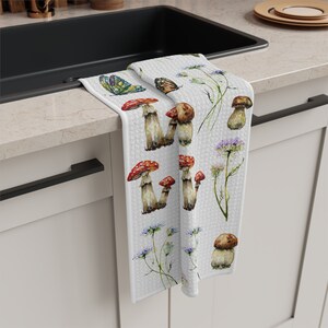 Cottagecore Home Cottagecore Towel Cottagecore Print Mushroom Kitchen Towel Gift Hand Towel Mushroom Kitchen Towel Cottagecore Kitchen Gift
