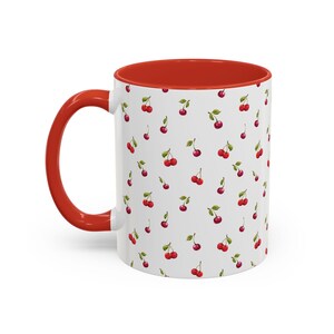 Cherry Mug Cherry Coffee Mug Cherries Pattern Cherry Art Cherries Mug Gift for Cherry Lover Coquette Gift Ceramic Mug with Cherry Design Red