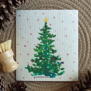 Pano de prato de Natal, presente de Natal para a mãe, árvore de Natal, pano de prato sueco, pano de prato de inverno, presente de Natal para o professor