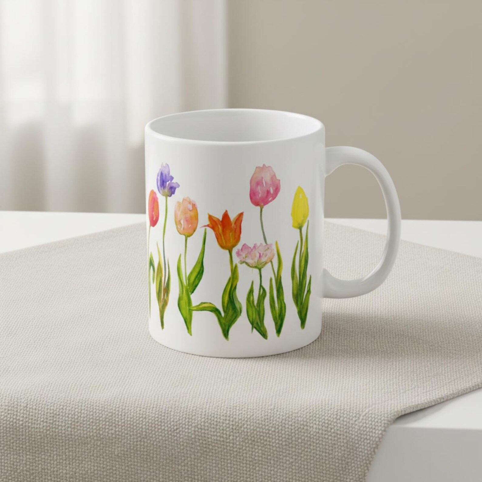 Floral Mug Tulip Art Mug for Mothers Day Gift Mug Tulip Spring Flower ...
