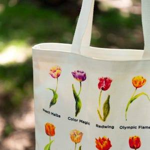 Tulip Names Tote Tulip Varietals Grocery Tote with Tulips Book Tote Bag Art Tote Tulip Name Gift for Tulip Gardener Teacher Gift Tulip image 14