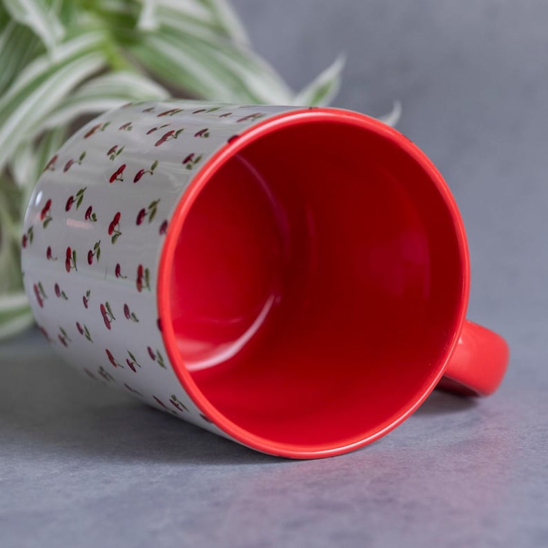 Cherry Mug Cherry Coffee Mug Cherries Pattern Cherry Art Cherries Mug Gift for Cherry Lover Coquette Gift Ceramic Mug with Cherry Design image 3