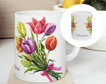 Custom Mom Mug Gift Tulip Mug for Mom Mug for Mothers Day Gift Tulip Gift for Women Tulip Coffee Mug Custom Coffee Mug for Her Grandma Mug