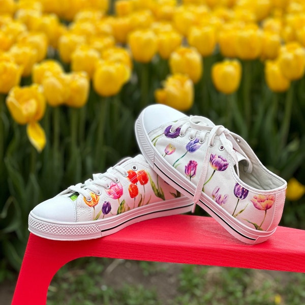 Flower Sneaker Flower Shoe Gift Floral Shoe Womens Sneaker Flower Pattern Shoe Gift Floral Pattern Sneaker Womens Florist Gift Shoe Art