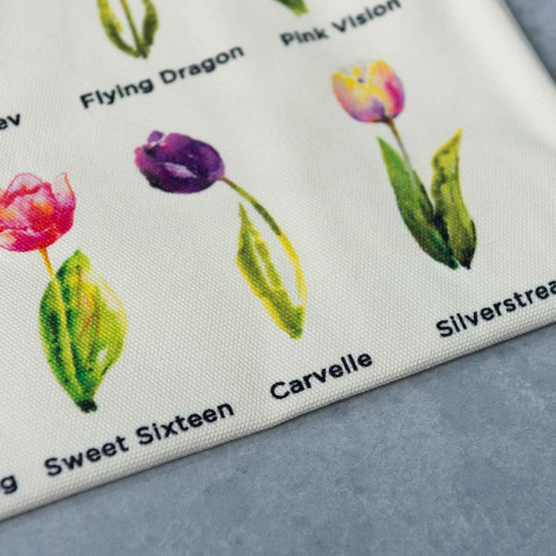 Tulip Names Tote Tulip Varietals Grocery Tote with Tulips Book Tote Bag Art Tote Tulip Name Gift for Tulip Gardener Teacher Gift Tulip image 5