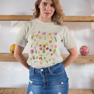 Tulip Floral Tshirt with Tulip Gift Shirt for Women Floral Pattern Garden Shirt Tulip Flower Shirt Gift Tulip Lover Tulip Time Shirt