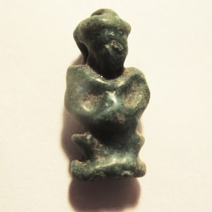 Ancient Egyptian Amarna Period Pataikos Amulet Faienced Paste New Kingdom