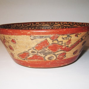 Mayan Decorated Bowl from Hondoras Late Classic Period ca. 500-950 AD Low Fired Earthenware in Utilized Condition