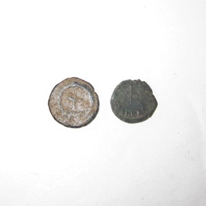 2 BYZANTINE (Eastern Roman Empire) coins for one money - One is Theodosius II 425 AD Early Christianity