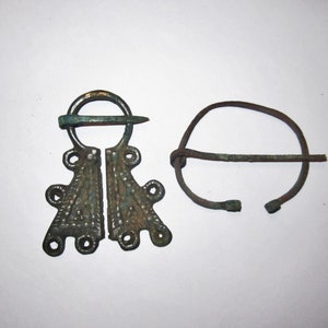 VIKING Penannular Bronze Brooch or Fibula and Ring Fibula from Lake Ladoga Region, authentic wearable history from 1000 AD