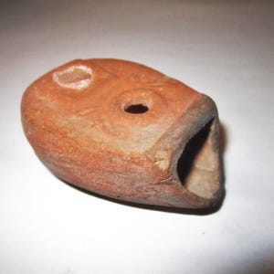 Ancient Roman Terracotta Oil or Fat Lamp with Molded Decoration - As Found Condition Partially Cleaned