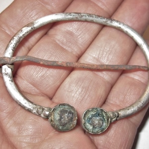 Huge Viking Penannular Ring Fibula Large Silver Plate Norse Style Brooch 900 AD, Kievan Rus