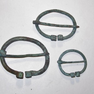 3 Viking Penannular Omega Fibula Large Bronze Norse Brooches 900 AD, Totally Original!!!!!