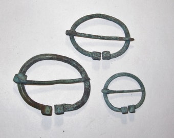 3 Viking Penannular Omega Fibula Large Bronze Norse Brooches 900 AD, Totally Original!!!!!