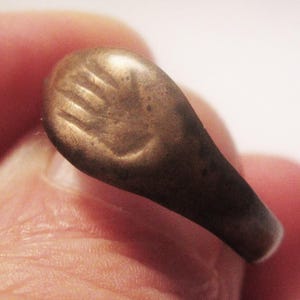 Authentic Viking Bronze Ring Size 10, c. 800-1300AD Iconic Traditional Hand or Bear Foot  Kievan Rus Viking Design!!!!!