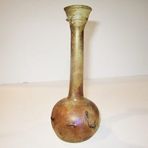 Roman Glass Unguentaria in Bulbous Vase Form Over 7 Inches Eastern Roman Empire c. 300 AD - Loss to Mouth as Seen