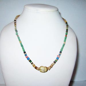 Egyptian 17&quot; Necklace Scarab Faienced and Glass Beads New Kingdom to Roman Egypt 1550 BC - 642 AD - Artifact with Provenance