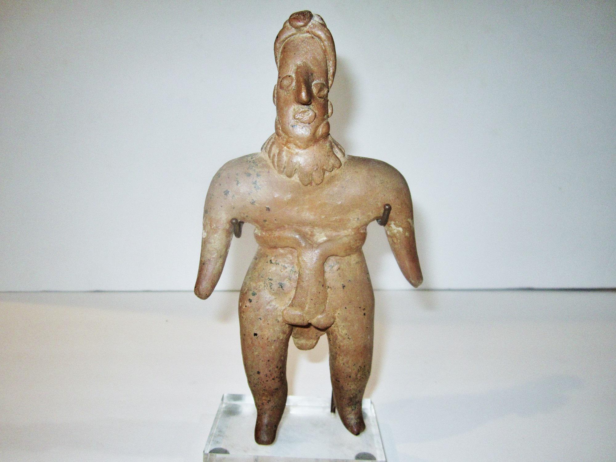 Colima Pre-columbian Burnished Ceramic Standing Male Mexico 250 BC