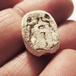 Ancient Egyptian Scaraboid Bead Amulet Hieroglyphs Second Intermediate 1782-1570 BC - Authentic Egyptian Artifact