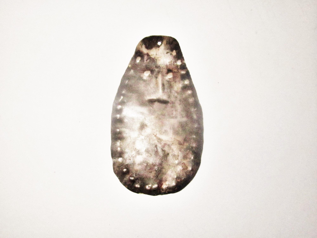 Repousse Inca Design Authentic Chimu Inca Pre-columbian Hammered Silver Repousse Face ...