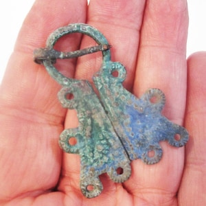 VIKING Penannular Bronze Brooch or Fibula with Loops from Lake Ladoga Region, authentic wearable history from 1000 AD