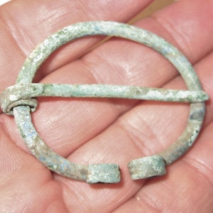 Viking Penannular Fibula Scrolled Finials Nearly 2 inch Bronze Norse Brooch 900 AD, Totally Original!!!!!