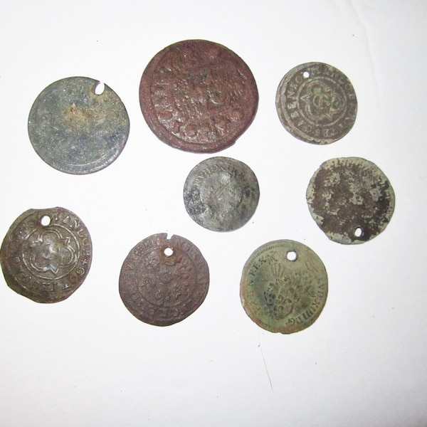 Lot of 8 mixed Medieval Coins and Tokens from Eastern Europe to Clean and Identify