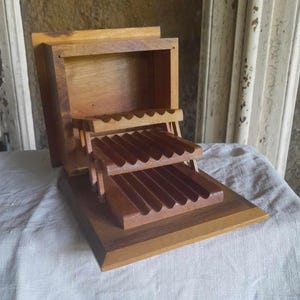 Rare French Cigarette Box Holder Wooden Souvenir Vintage Collectible Tobacco