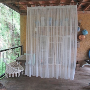 Large Retro Curtain Weave Woven 1970s White Continuous French Vintage Faux Filet