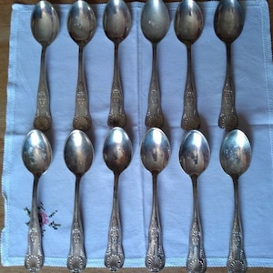 Spoon Set Silver Plate 12 piece French Vintage Retro Ornate