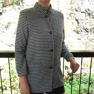 Houndstooth Jacket Blazer Lightweight French Vintage Retro