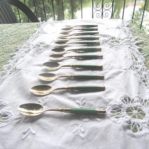Cucchiaini da tè vintage francese verde oro