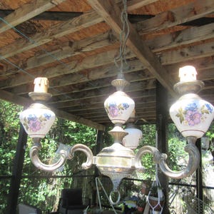 Pendant Light Porcelain 3 Arm French vintage brass Chandelier Dogwood