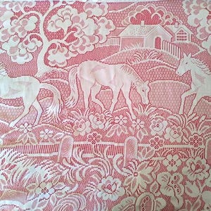 XL Lace Curtain Horses Floral Full Length French Vintage Retro Continuous Lace over 12 foot wide