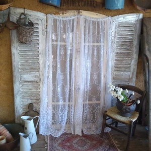 Lace Net Curtain Shorter Length French Vintage Retro Daisy Pattern