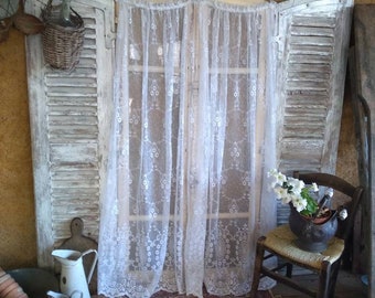 Lace Net Curtain Shorter Length French Vintage Retro Daisy Pattern