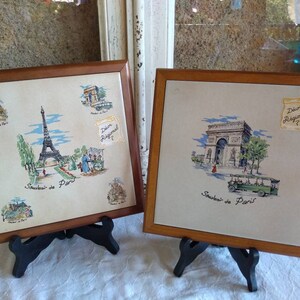Vintage French Porcelain Trivet: Paris Souvenir, Eiffel Tower Decor