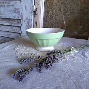 Cafe au Lait Bowl Digoin French Vintage Mint Green Porcelain