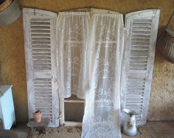 Single Net Lace Curtain Panels 2 lengths French Vintage Cream Window
