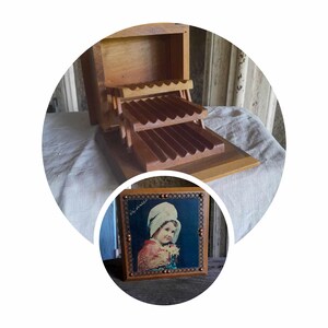 Raro portasigarette francese portasigarette in legno souvenir vintage tabacco da collezione