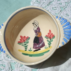 Cafe au lait Bowl Hand Painted French Vintage Traditional Quimper Style
