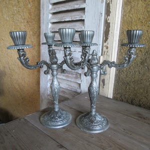 Candelabra Candle Holder Rococo Heavy Quality French Vintage Pair