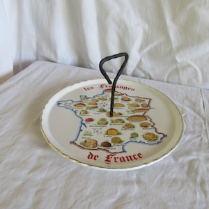 Assiette de fromages, assiette de service, carte de France vintage rétro, de fromages Moulin des Loups