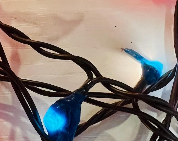 special order blue & dirty white primitive silicone teeny rice lights electric