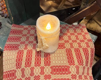 8x8” coverlet primitive table mat centerpiece