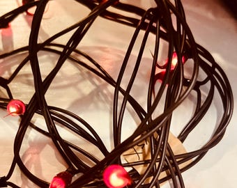 hand dipped primitive silicone teeny rice lights electric “RUST”