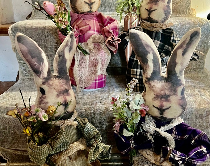 Raggedy junction primitive Rabbit Doll