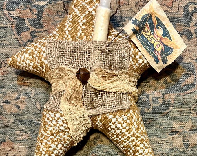 9-1/2” x 13” coverlet primitive starwith timer taper.