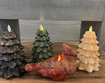 Primitive moving flame TIMER Christmas candle Raggedy Junction